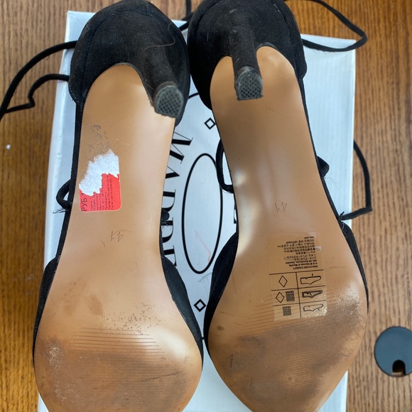 Black Suede Lace up Heels - Picture 7 of 7